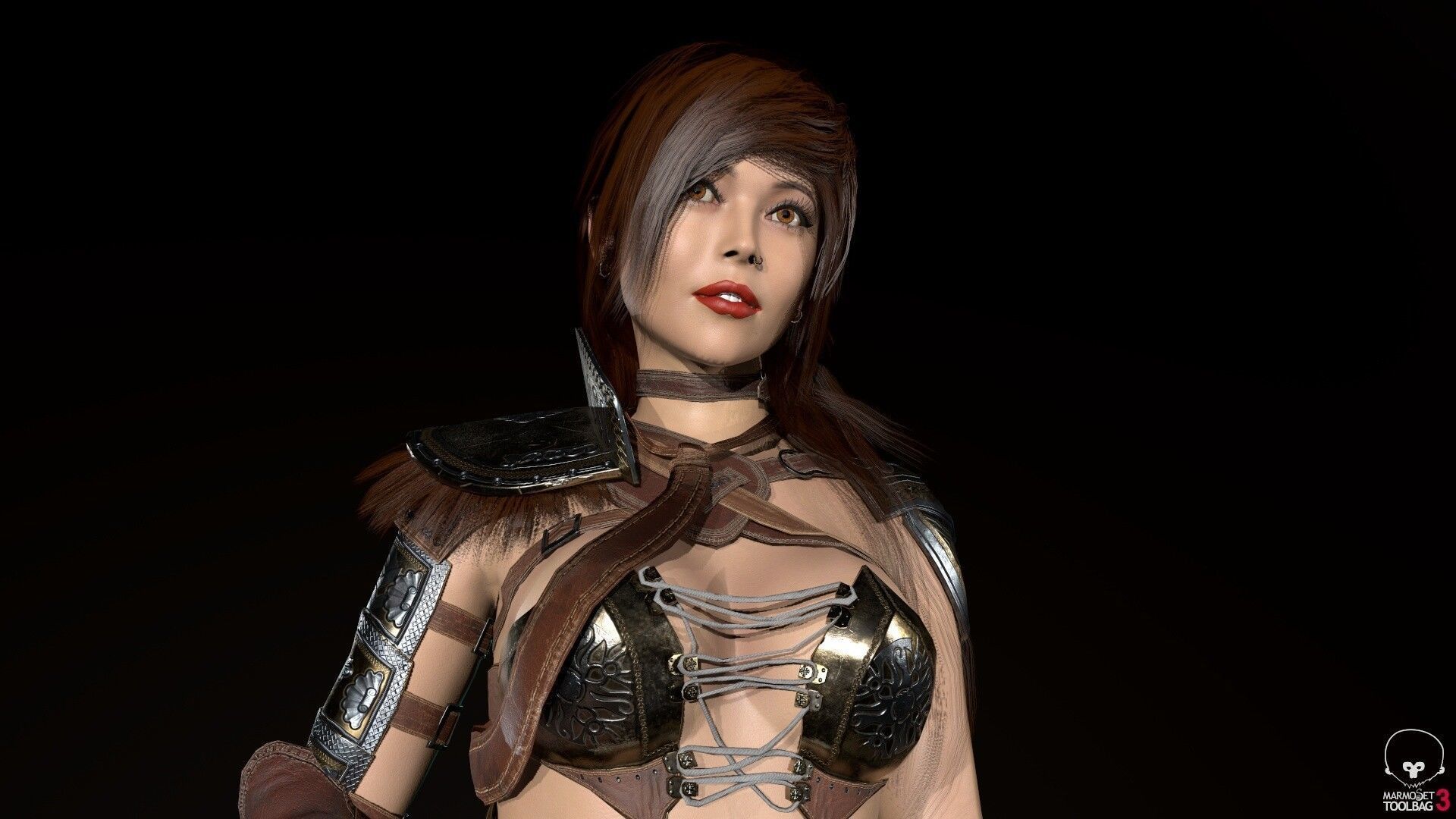 Gladiator Female Low-poly 3D model_3