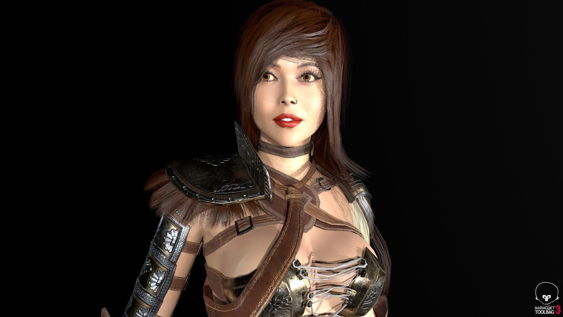 Gladiator Female Low-poly 3D model_2
