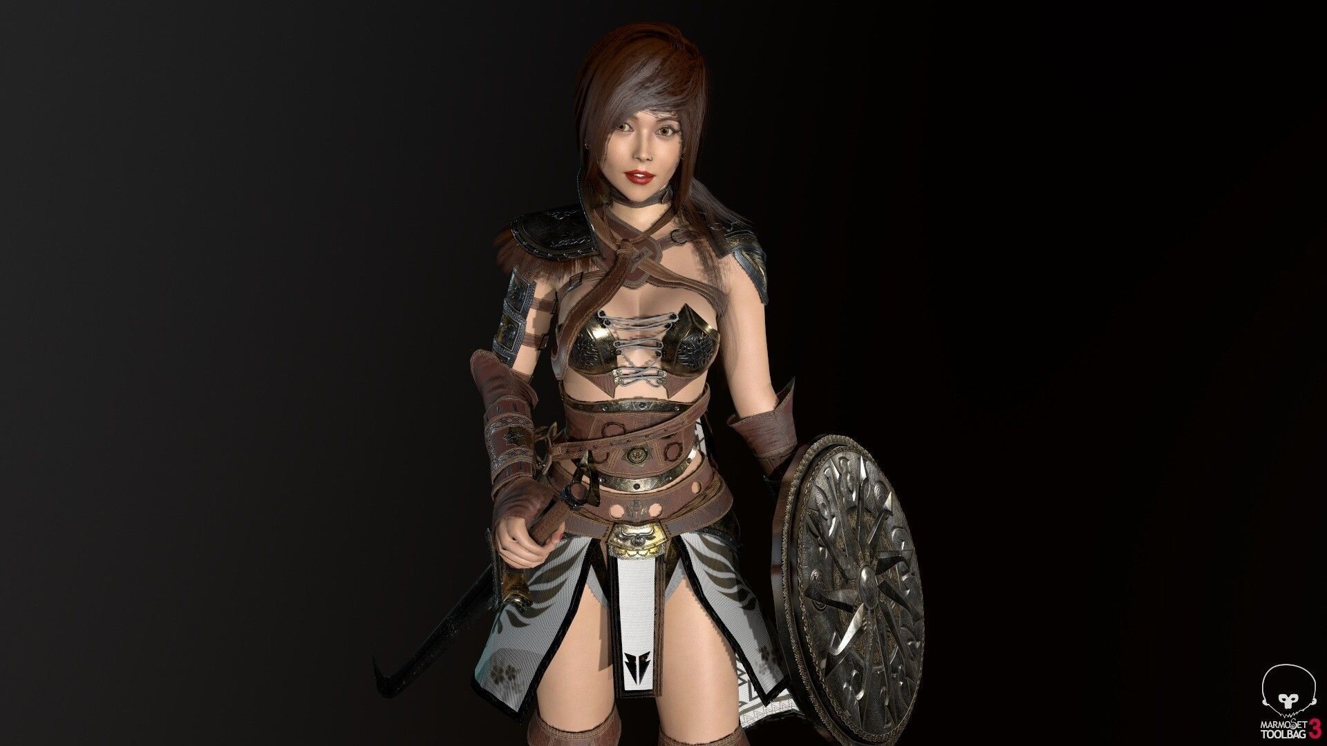 Gladiator Female Low-poly 3D model_13
