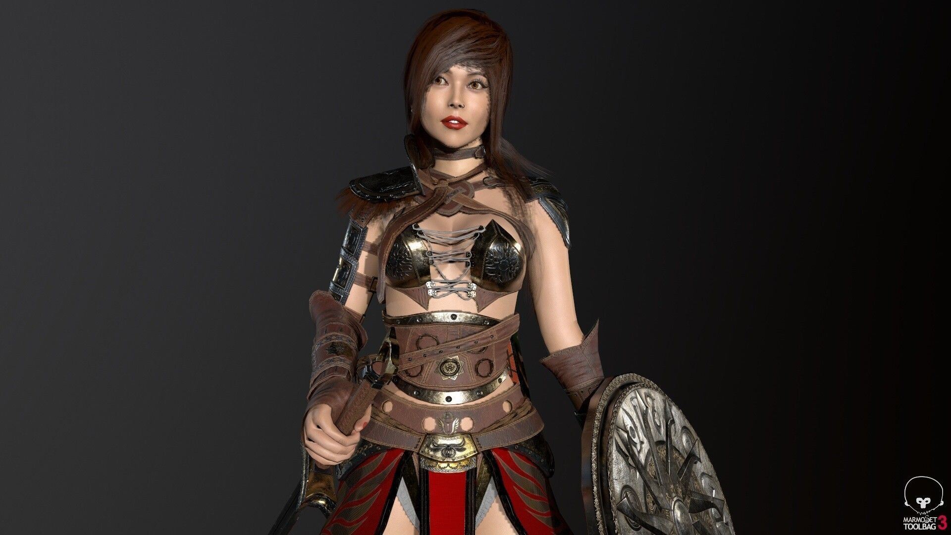 Gladiator Female Low-poly 3D model_5