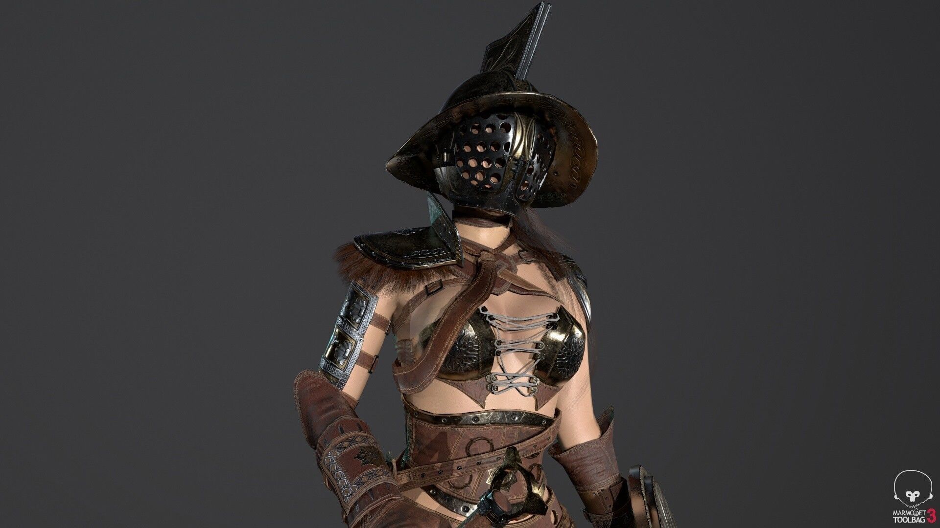 Gladiator Female Low-poly 3D model_4
