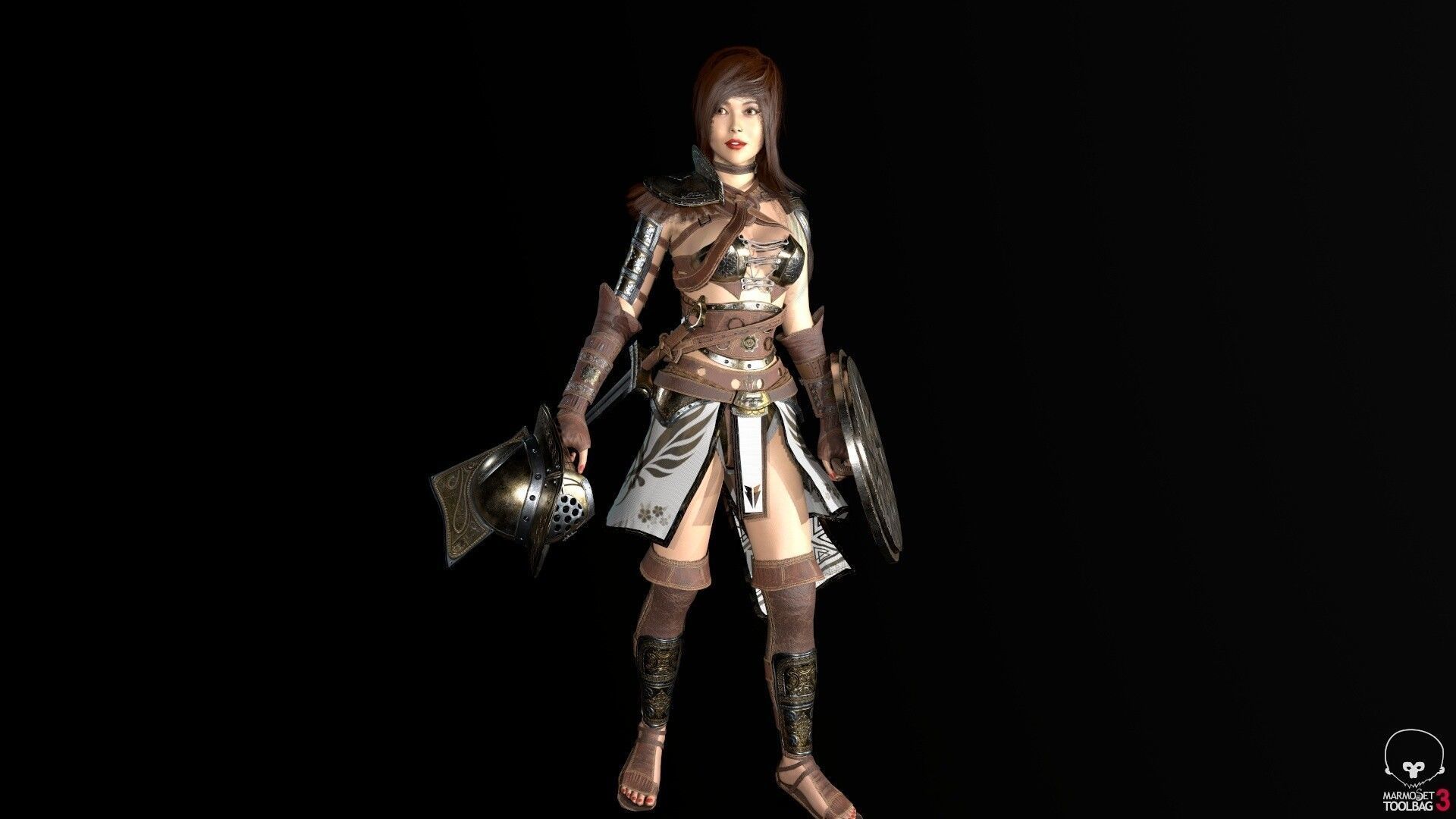 Gladiator Female Low-poly 3D model_10