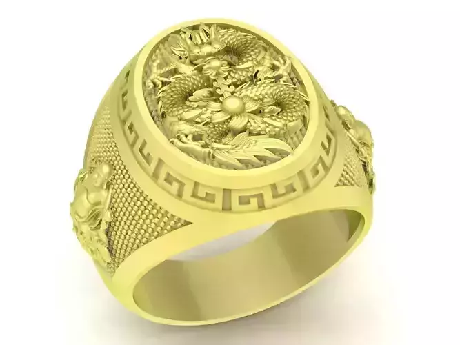 fengshui chinese dragon men ring 3799