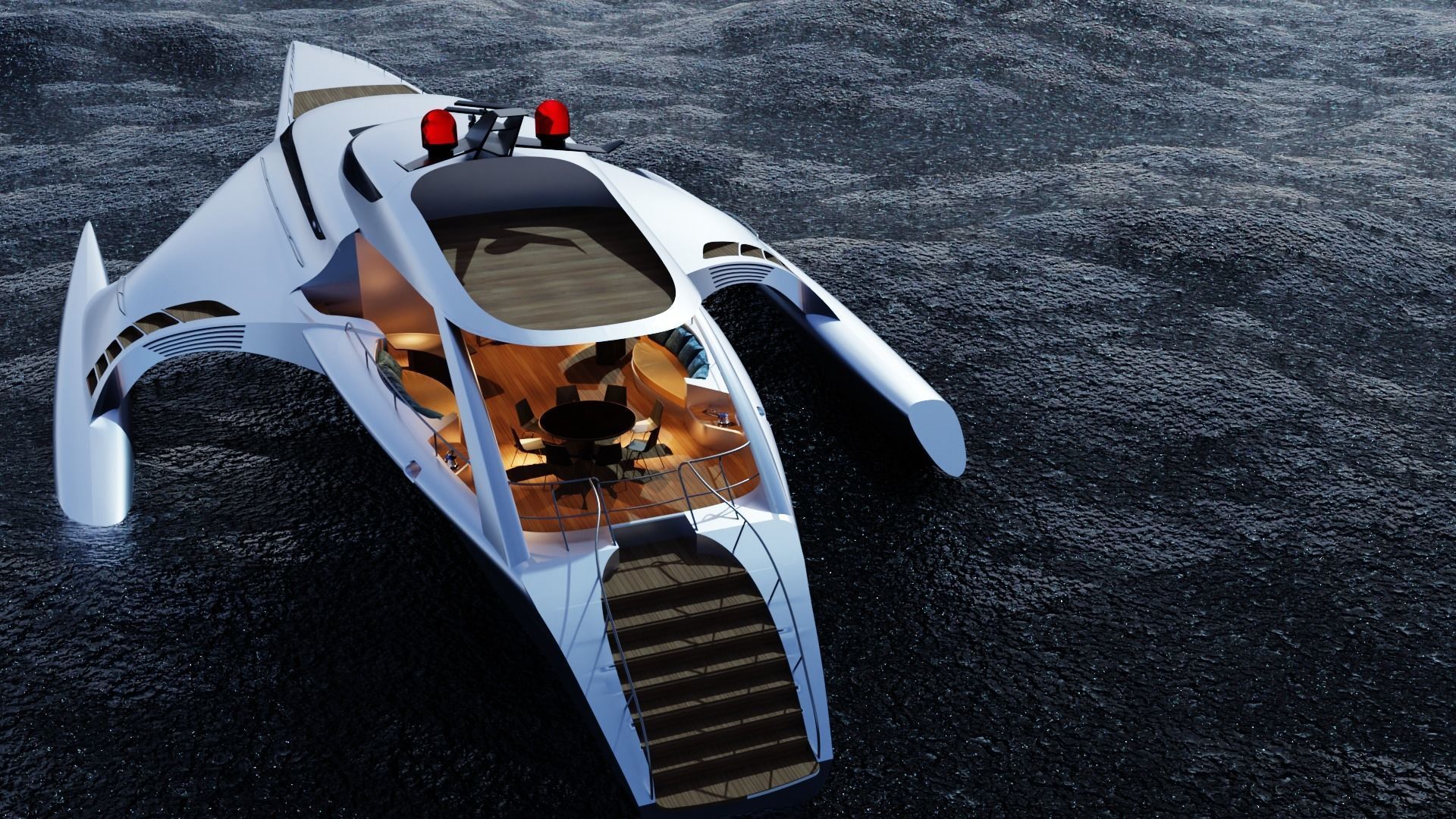 Modern Yatch 3D model_2