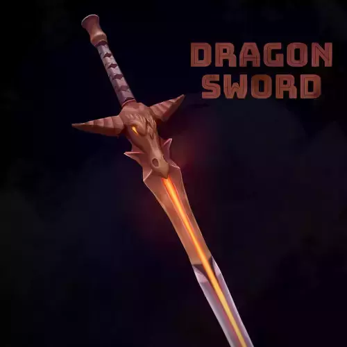 Handpainted Fantasy Dragon Sword Low-poly 3D model