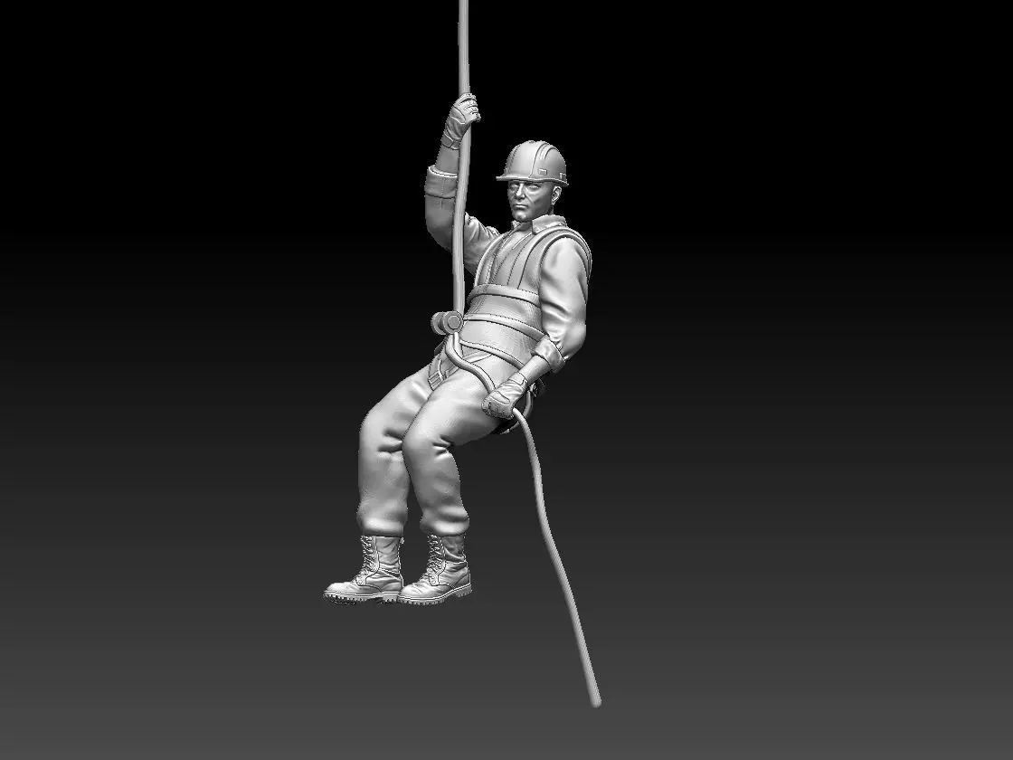 builder soldier hanging from rope 3D print model