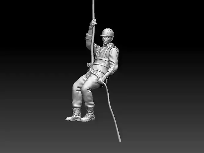 builder soldier hanging from rope 3D print model