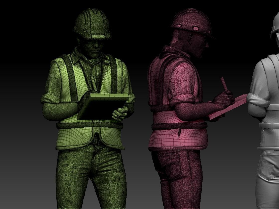 builder construction worker holding tablet 3D print model_27