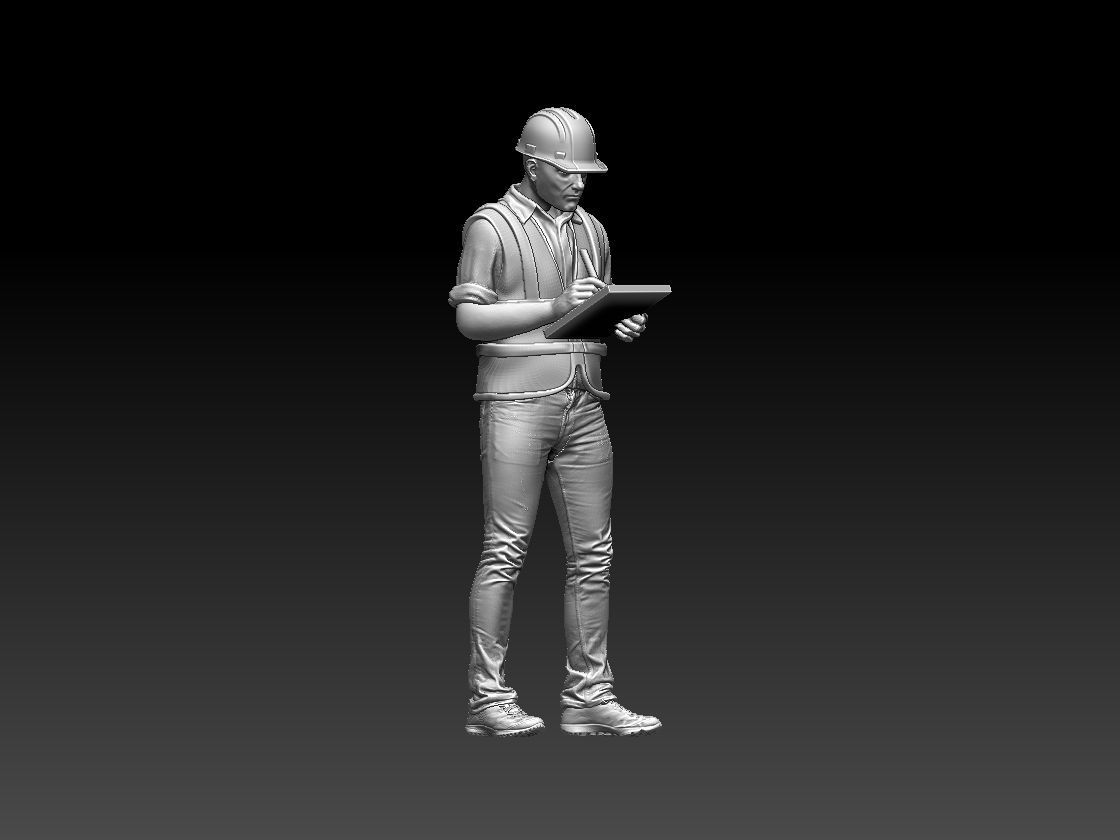 builder construction worker holding tablet 3D print model_80