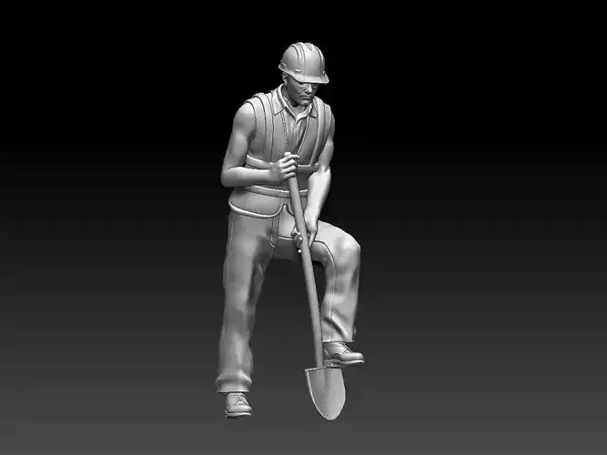 builder man with shovel 3D print model