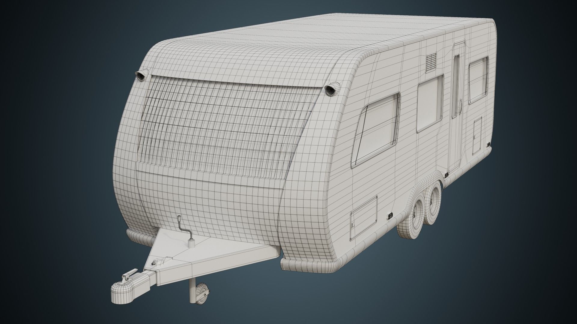 Caravan 1A Low-poly 3D model_11