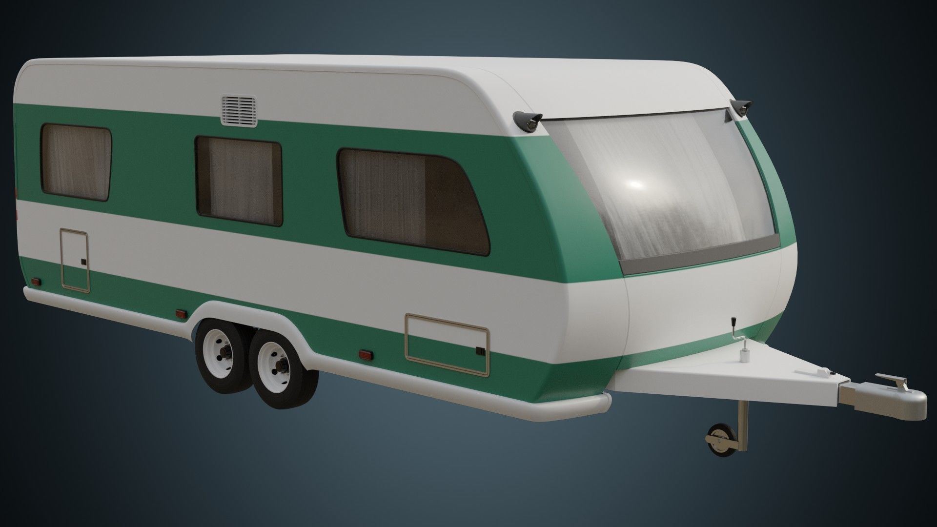 Caravan 1A Low-poly 3D model_1