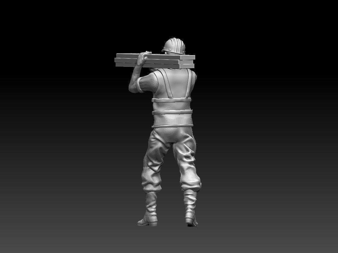 builder man carrying piece of wood 3D print model_46