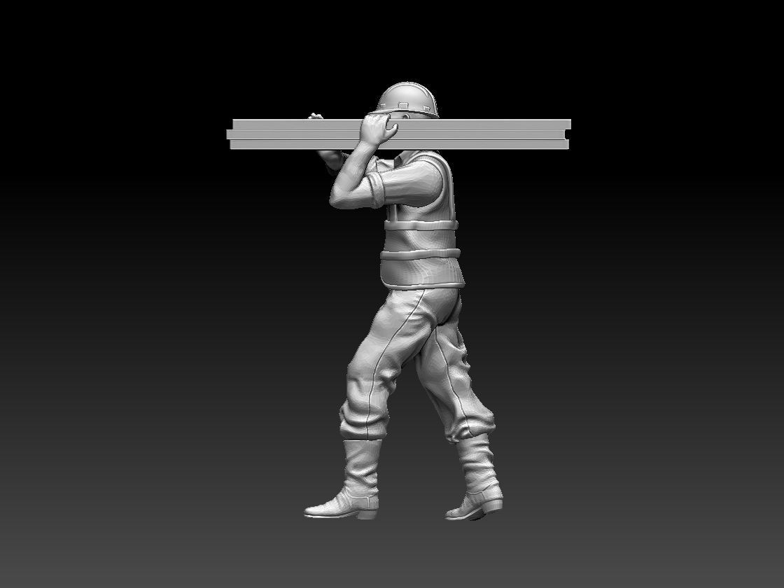 builder man carrying piece of wood 3D print model_50