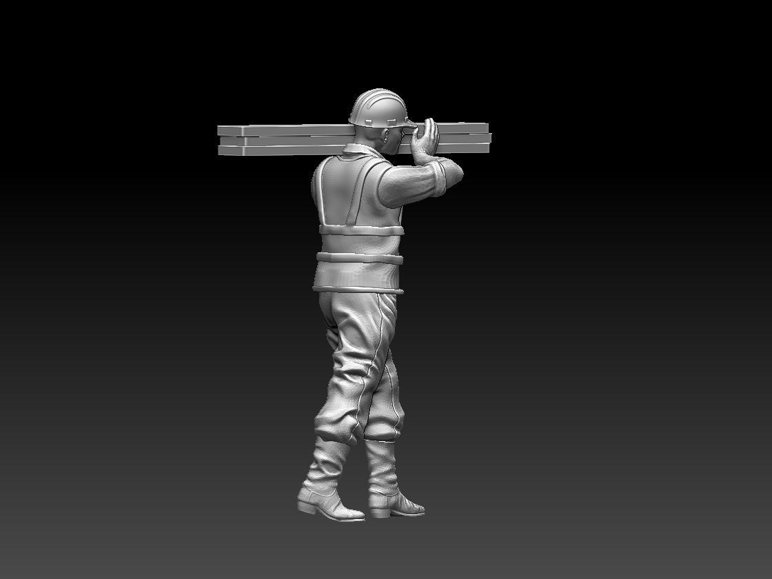 builder man carrying piece of wood 3D print model_69