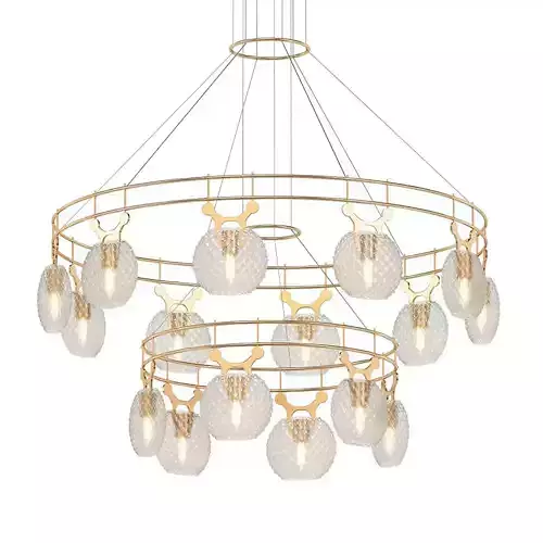 DORIS gold chandelier with glass balls hanging from it
