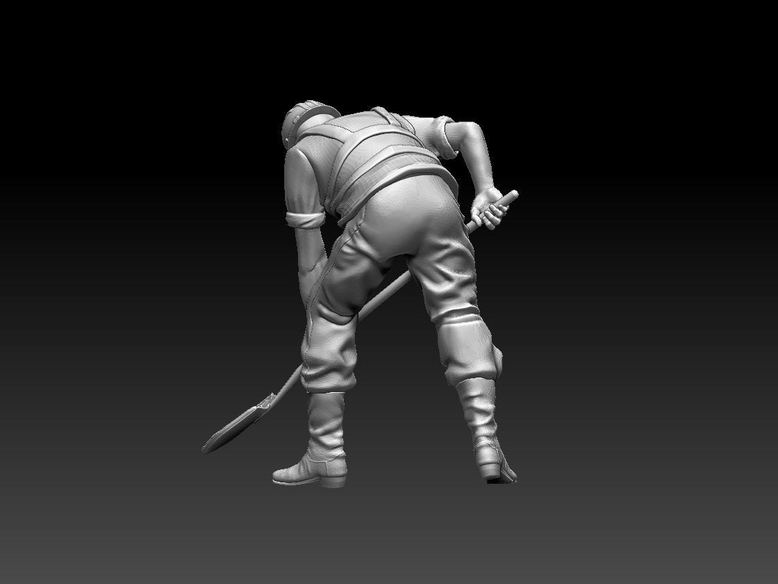 builder soldier with shovel 3D print model_3