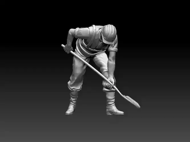 builder soldier with shovel 3D print model