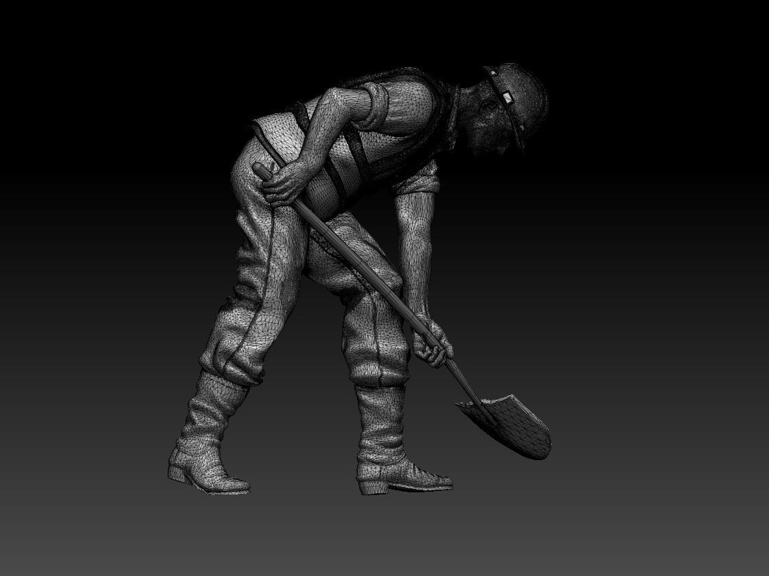 builder soldier with shovel 3D print model_45