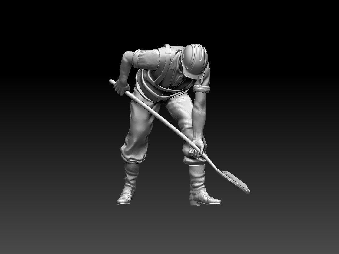 builder soldier with shovel 3D print model_6