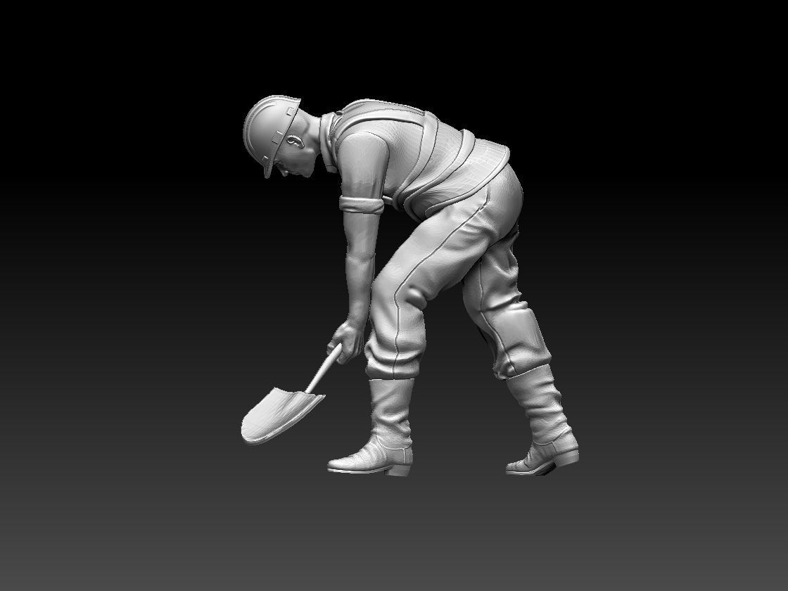builder soldier with shovel 3D print model_5