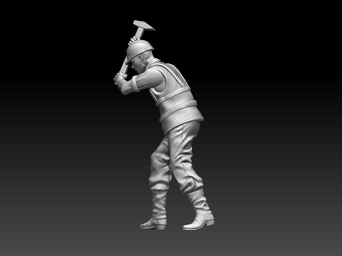 builder figure holding hammer 3D print model_8