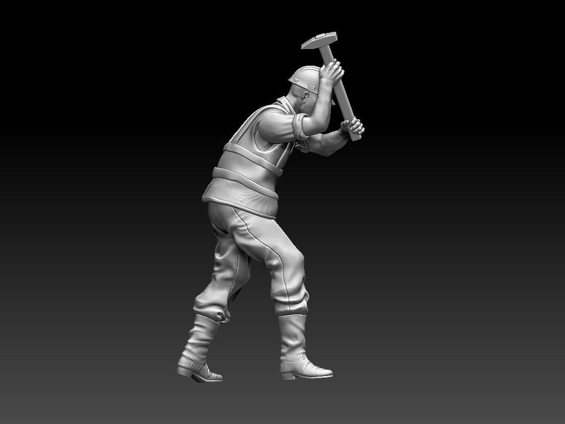 builder figure holding hammer 3D print model_31
