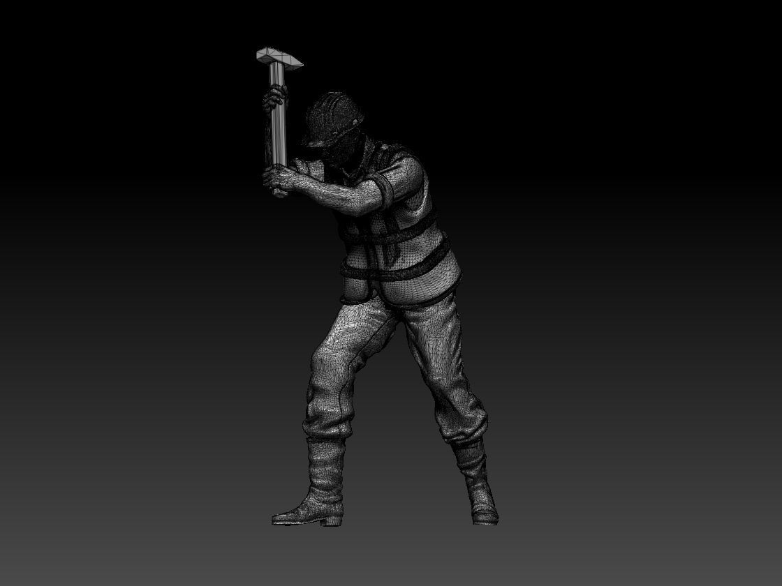 builder figure holding hammer 3D print model_5