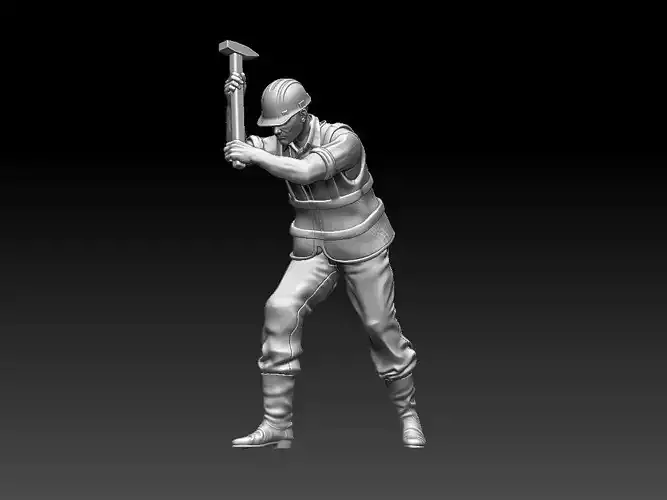 builder figure holding hammer 3D print model