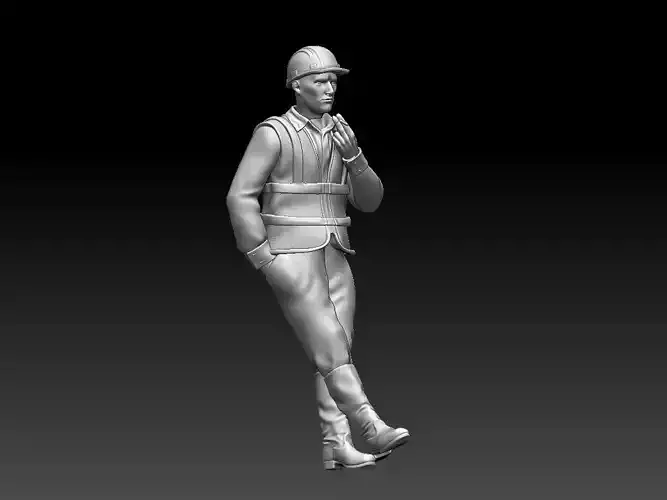 builder man with backpack 3D print model