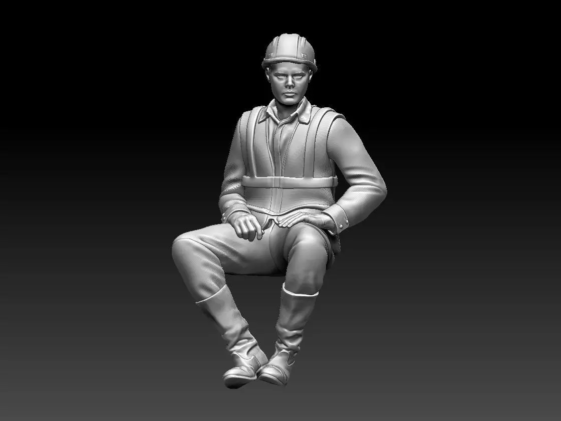 builder man on chair 3D print model_0