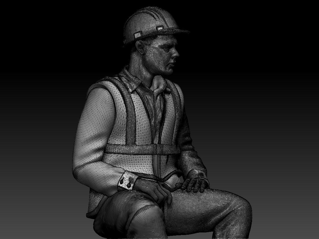 builder man on chair 3D print model_40