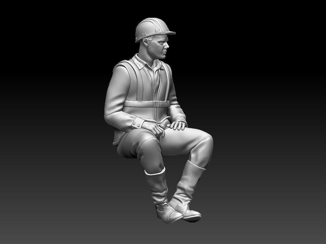 builder man on chair 3D print model_25