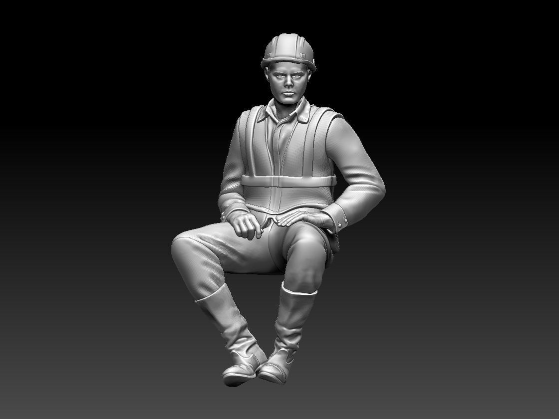 builder man on chair 3D print model_34