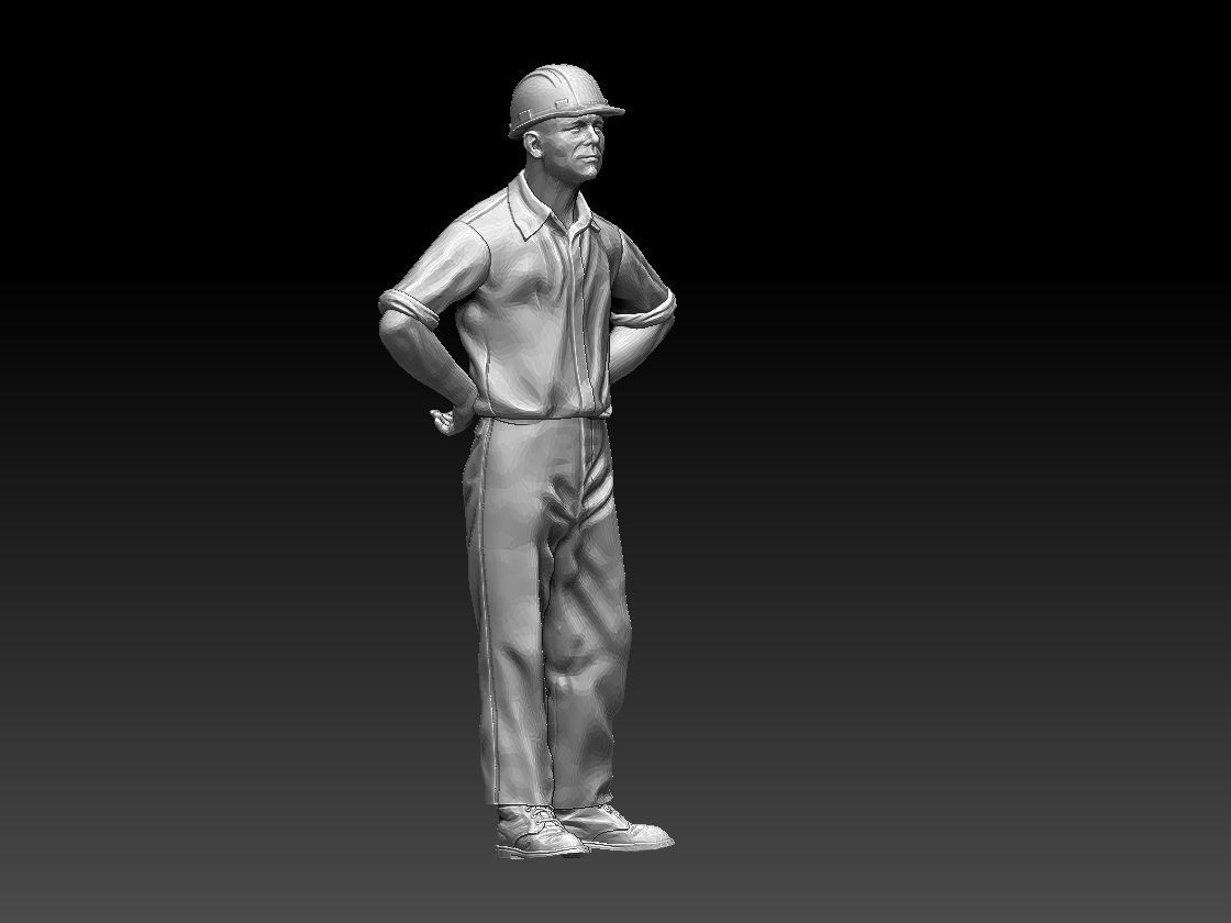 builder man in hard hat 3D print model_1