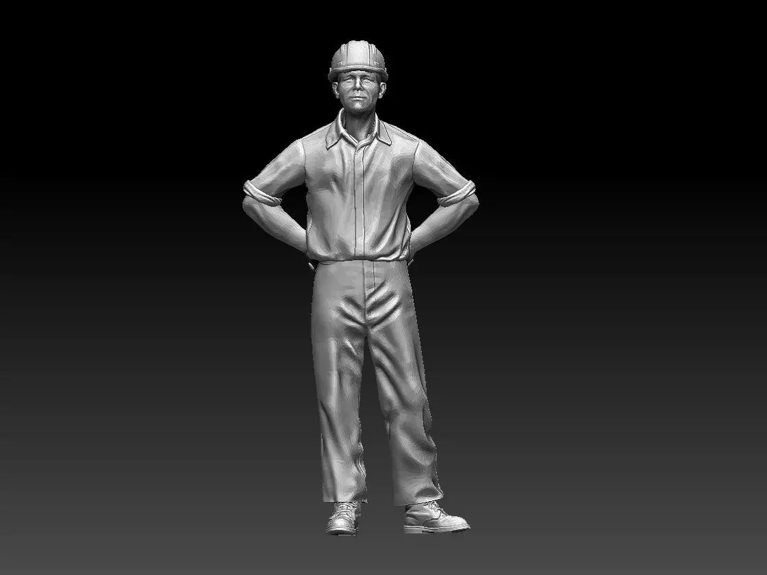 builder man in hard hat 3D print model_0