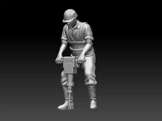 builder construction worker using drill 3D print model