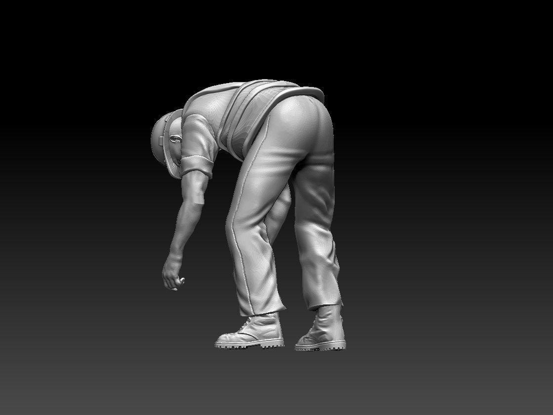 builder man kneeling 3D print model_46
