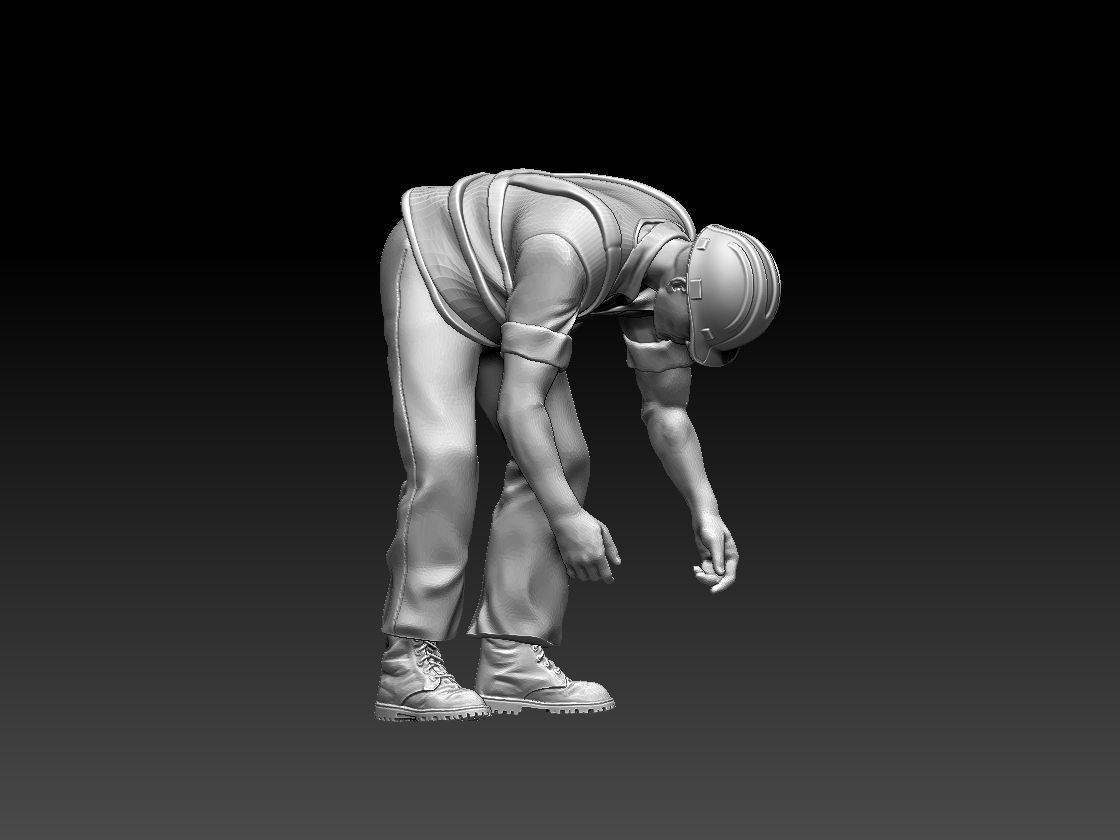 builder man kneeling 3D print model_6