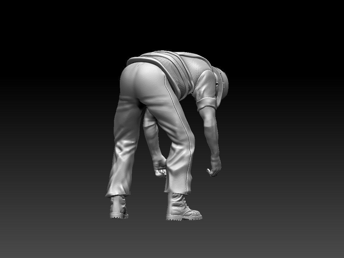 builder man kneeling 3D print model_43