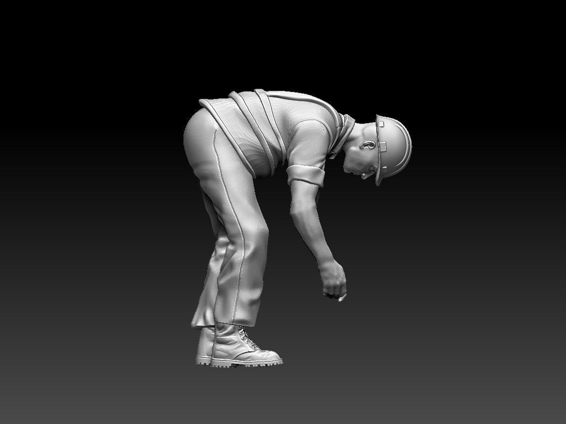 builder man kneeling 3D print model_53