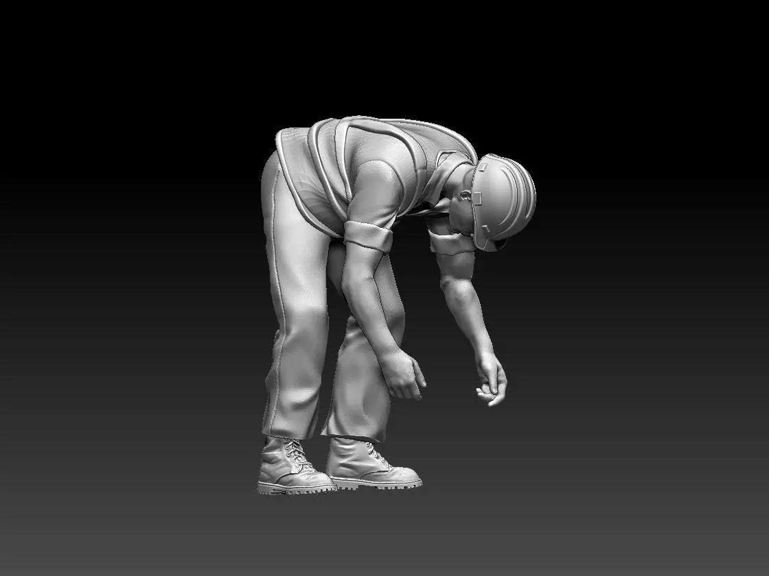builder man kneeling 3D print model_0
