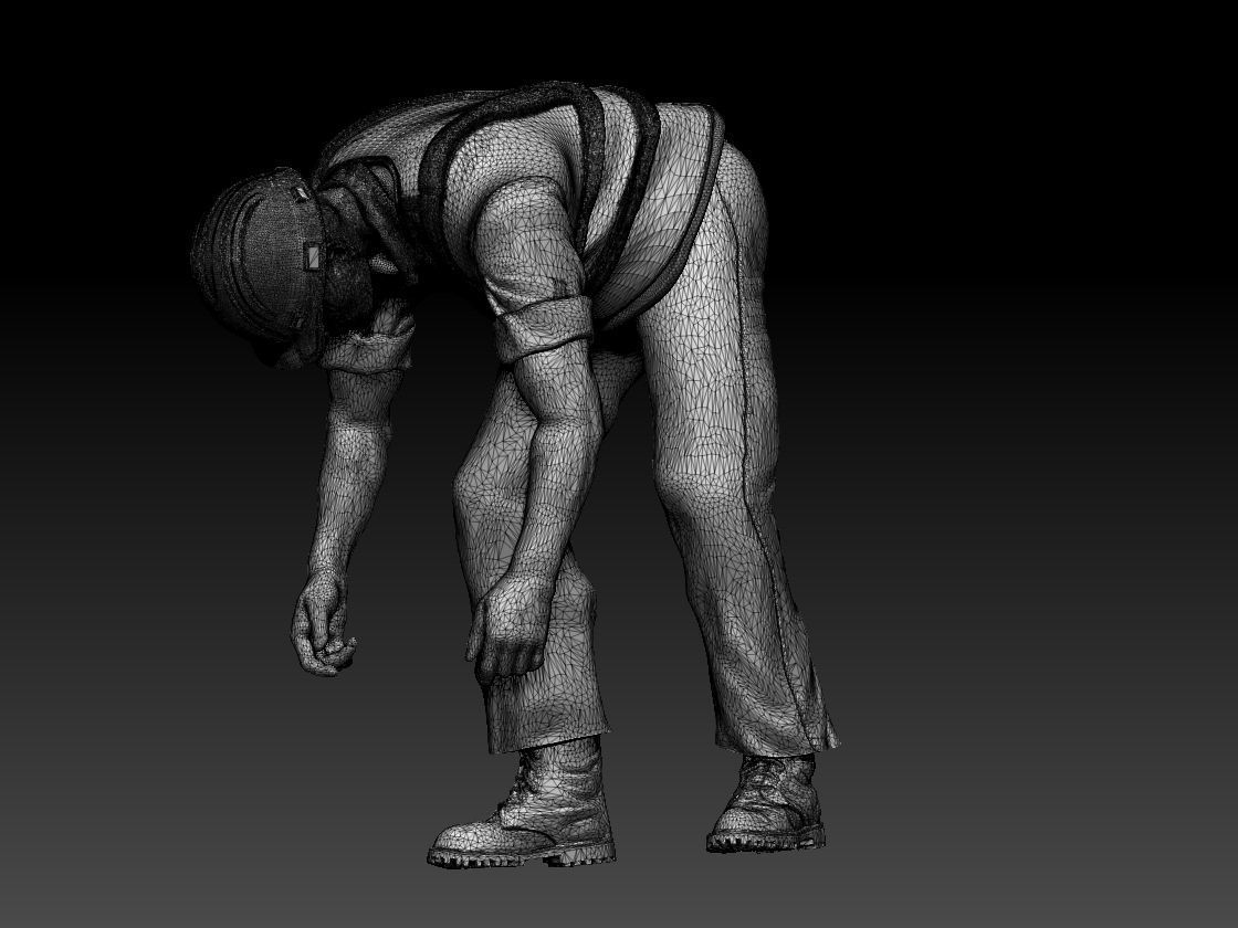 builder man kneeling 3D print model_19
