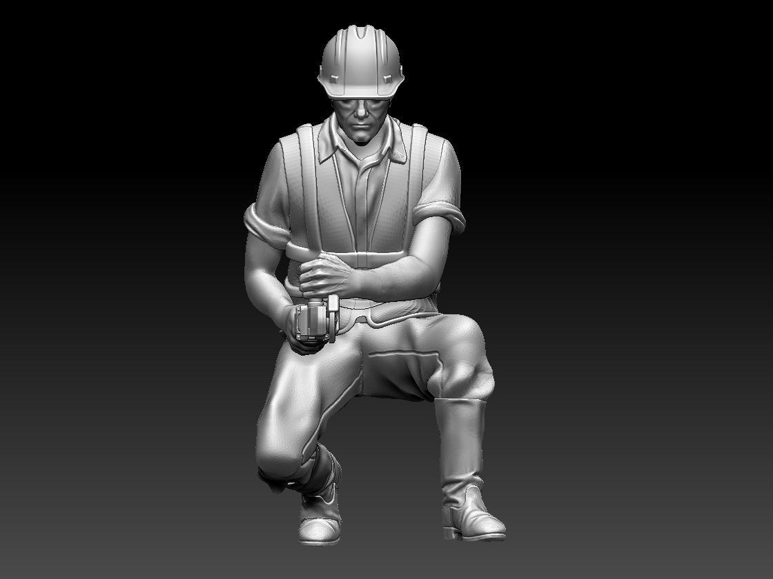 builder construction worker in hard hat 3D print model_1
