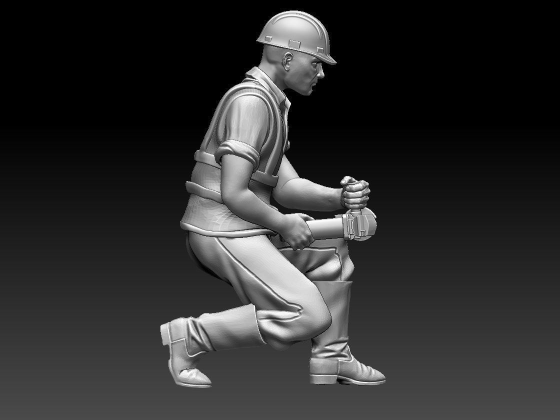 builder construction worker in hard hat 3D print model_3