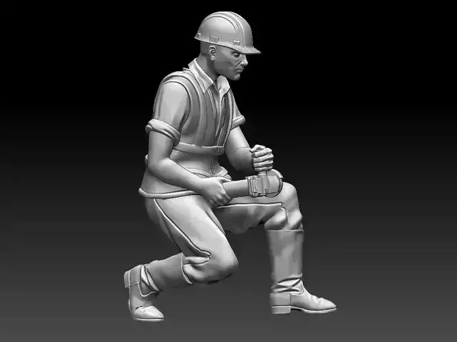 builder construction worker in hard hat 3D print model