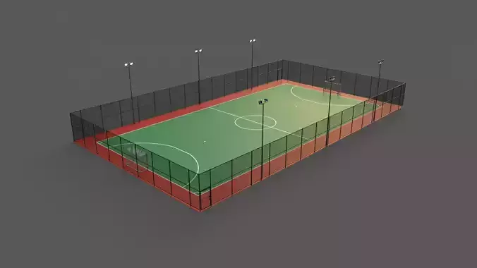 PBR Modular Outdoor Soccer and Football Court Low-poly 3D model