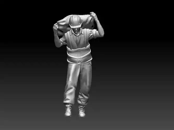 builder man carrying bag