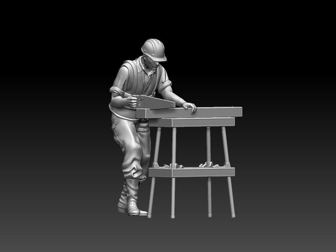 builder construction worker working on table 3D print model_57