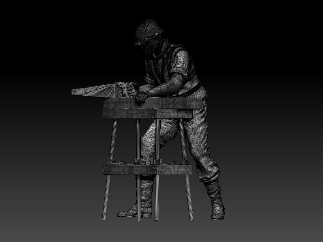 builder construction worker working on table 3D print model_4